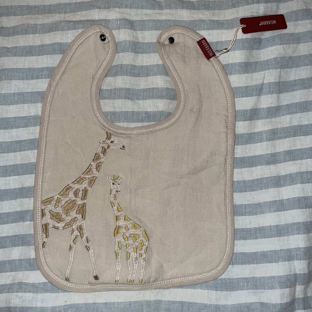 Linen Milkbarn Giraffe Bib